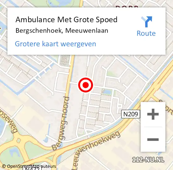 Locatie op kaart van de 112 melding: Ambulance Met Grote Spoed Naar Bergschenhoek, Meeuwenlaan op 28 oktober 2017 08:08