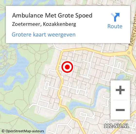 Locatie op kaart van de 112 melding: Ambulance Met Grote Spoed Naar Zoetermeer, Kozakkenberg op 28 oktober 2017 09:27