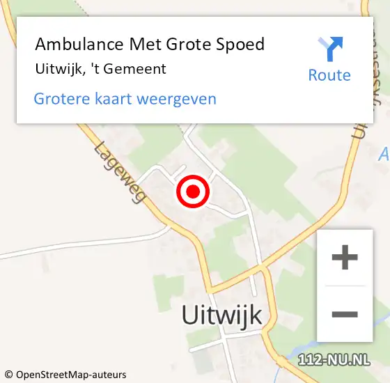 Locatie op kaart van de 112 melding: Ambulance Met Grote Spoed Naar Uitwijk, 't Gemeent op 28 oktober 2017 09:37