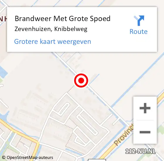 Locatie op kaart van de 112 melding: Brandweer Met Grote Spoed Naar Zevenhuizen, Knibbelweg op 28 oktober 2017 09:45