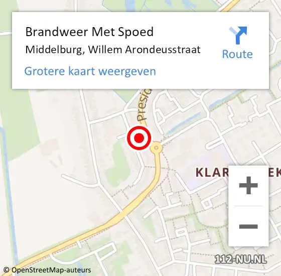 Locatie op kaart van de 112 melding: Brandweer Met Spoed Naar Middelburg, Willem Arondeusstraat op 28 oktober 2017 10:15