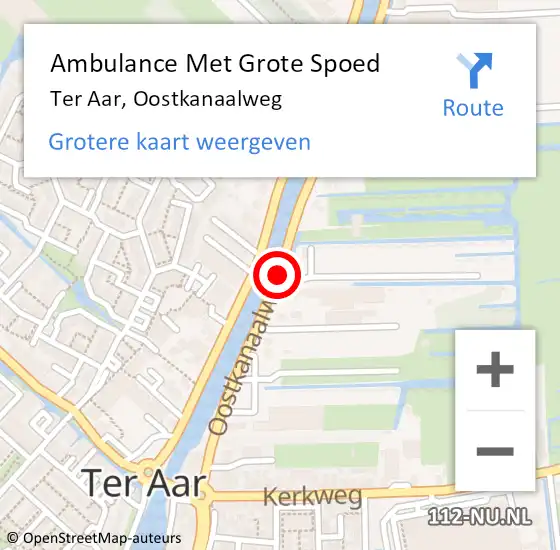 Locatie op kaart van de 112 melding: Ambulance Met Grote Spoed Naar Ter Aar, Oostkanaalweg op 28 oktober 2017 10:22