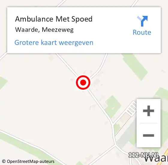 Locatie op kaart van de 112 melding: Ambulance Met Spoed Naar Waarde, Meezeweg op 28 oktober 2017 10:50