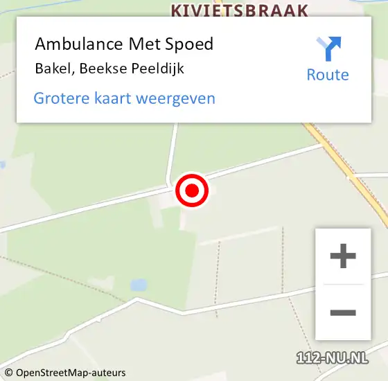 Locatie op kaart van de 112 melding: Ambulance Met Spoed Naar Bakel, Beekse Peeldijk op 28 oktober 2017 10:57