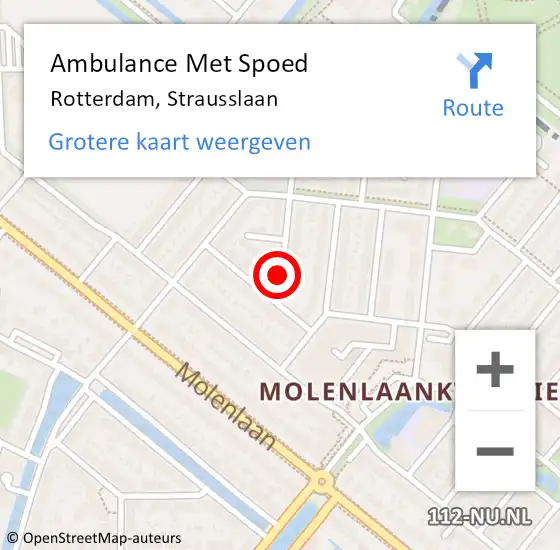 Locatie op kaart van de 112 melding: Ambulance Met Spoed Naar Rotterdam, Strausslaan op 28 oktober 2017 11:07