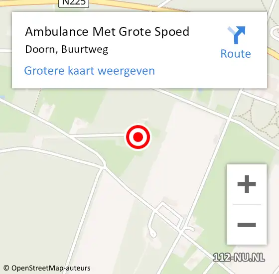 Locatie op kaart van de 112 melding: Ambulance Met Grote Spoed Naar Doorn, Buurtweg op 28 oktober 2017 11:51