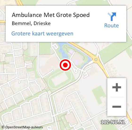 Locatie op kaart van de 112 melding: Ambulance Met Grote Spoed Naar Bemmel, Drieske op 28 oktober 2017 12:37