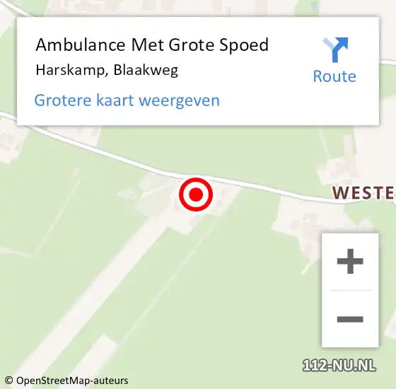 Locatie op kaart van de 112 melding: Ambulance Met Grote Spoed Naar Harskamp, Blaakweg op 28 oktober 2017 12:50