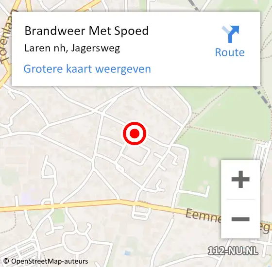 Locatie op kaart van de 112 melding: Brandweer Met Spoed Naar Laren nh, Jagersweg op 28 oktober 2017 13:35