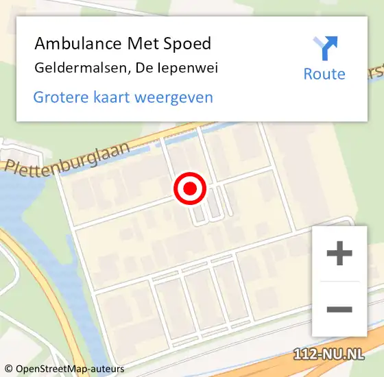 Locatie op kaart van de 112 melding: Ambulance Met Spoed Naar Geldermalsen, De Iepenwei op 28 oktober 2017 13:46