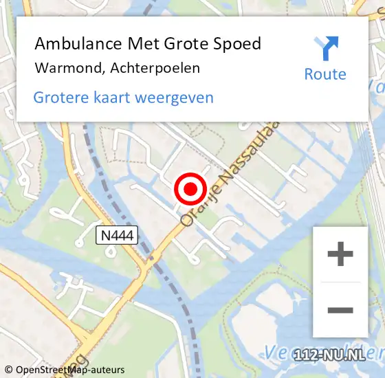 Locatie op kaart van de 112 melding: Ambulance Met Grote Spoed Naar Warmond, Achterpoelen op 28 oktober 2017 14:02