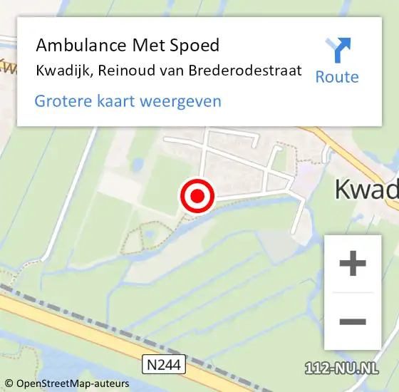 Locatie op kaart van de 112 melding: Ambulance Met Spoed Naar Kwadijk, Reinoud van Brederodestraat op 28 oktober 2017 14:04