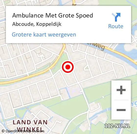 Locatie op kaart van de 112 melding: Ambulance Met Grote Spoed Naar Abcoude, Koppeldijk op 28 oktober 2017 14:36