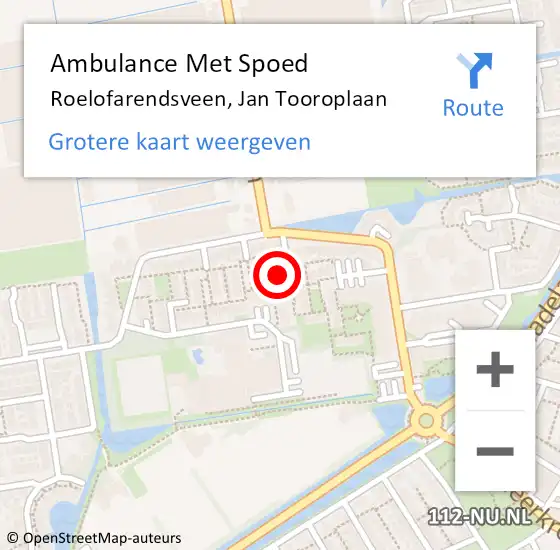 Locatie op kaart van de 112 melding: Ambulance Met Spoed Naar Roelofarendsveen, Jan Tooroplaan op 28 oktober 2017 15:07