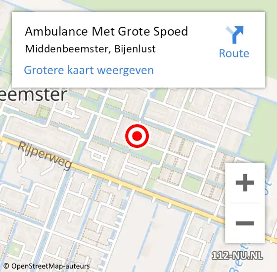 Locatie op kaart van de 112 melding: Ambulance Met Grote Spoed Naar Middenbeemster, Bijenlust op 28 oktober 2017 16:18