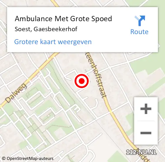 Locatie op kaart van de 112 melding: Ambulance Met Grote Spoed Naar Soest, Gaesbeekerhof op 28 oktober 2017 16:51