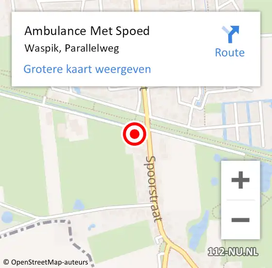 Locatie op kaart van de 112 melding: Ambulance Met Spoed Naar Waspik, Parallelweg op 28 oktober 2017 17:01