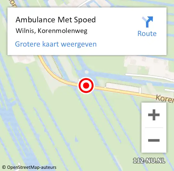 Locatie op kaart van de 112 melding: Ambulance Met Spoed Naar Wilnis, Korenmolenweg op 28 oktober 2017 17:20