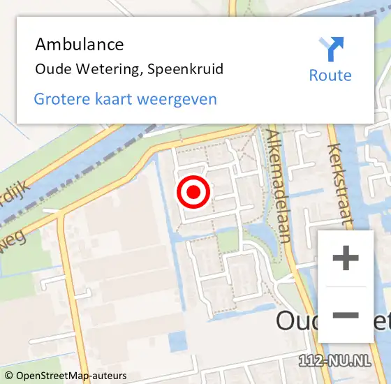 Locatie op kaart van de 112 melding: Ambulance Oude Wetering, Speenkruid op 28 oktober 2017 17:47