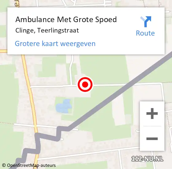 Locatie op kaart van de 112 melding: Ambulance Met Grote Spoed Naar Clinge, Teerlingstraat op 28 oktober 2017 18:36