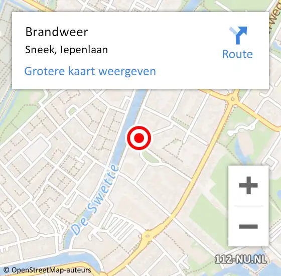 Locatie op kaart van de 112 melding: Brandweer Sneek, Iepenlaan op 28 oktober 2017 19:24