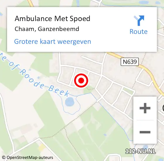 Locatie op kaart van de 112 melding: Ambulance Met Spoed Naar Chaam, Ganzenbeemd op 28 oktober 2017 21:55