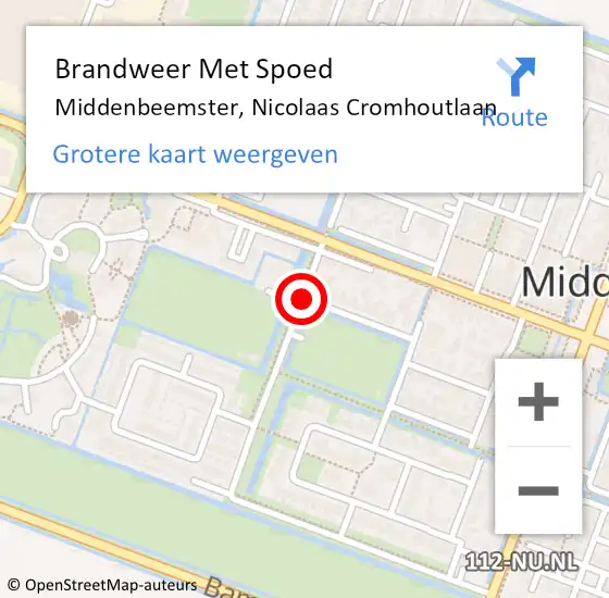 Locatie op kaart van de 112 melding: Brandweer Met Spoed Naar Middenbeemster, Nicolaas Cromhoutlaan op 28 oktober 2017 22:34