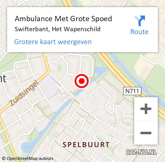 Locatie op kaart van de 112 melding: Ambulance Met Grote Spoed Naar Swifterbant, Het Wapenschild op 28 oktober 2017 22:48