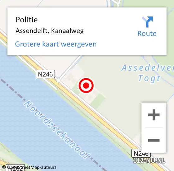 Locatie op kaart van de 112 melding: Politie Assendelft, Kanaalweg op 29 oktober 2017 00:11