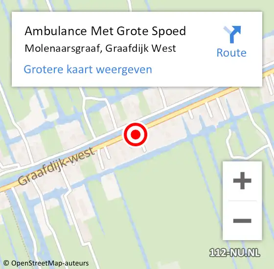 Locatie op kaart van de 112 melding: Ambulance Met Grote Spoed Naar Molenaarsgraaf, Graafdijk West op 29 oktober 2017 00:14