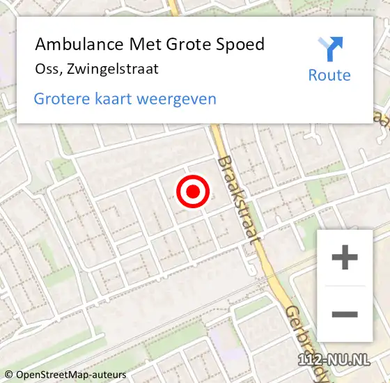 Locatie op kaart van de 112 melding: Ambulance Met Grote Spoed Naar Oss, Zwingelstraat op 29 oktober 2017 00:34