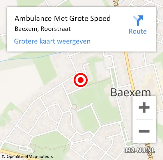Locatie op kaart van de 112 melding: Ambulance Met Grote Spoed Naar Baexem, Roorstraat op 29 oktober 2017 01:08