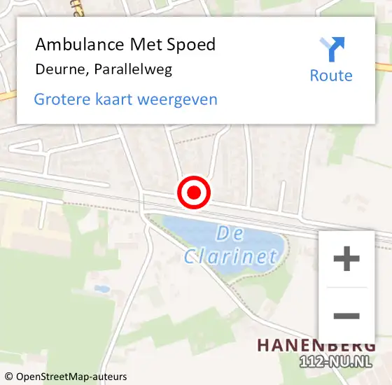 Locatie op kaart van de 112 melding: Ambulance Met Spoed Naar Deurne, Parallelweg op 29 oktober 2017 01:13