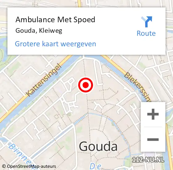 Locatie op kaart van de 112 melding: Ambulance Met Spoed Naar Gouda, Kleiweg op 29 oktober 2017 01:31