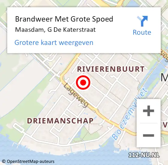 Locatie op kaart van de 112 melding: Brandweer Met Grote Spoed Naar Maasdam, G De Katerstraat op 29 oktober 2017 02:35