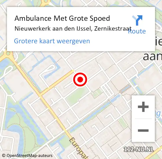 Locatie op kaart van de 112 melding: Ambulance Met Grote Spoed Naar Nieuwerkerk aan den IJssel, Zernikestraat op 29 oktober 2017 02:09