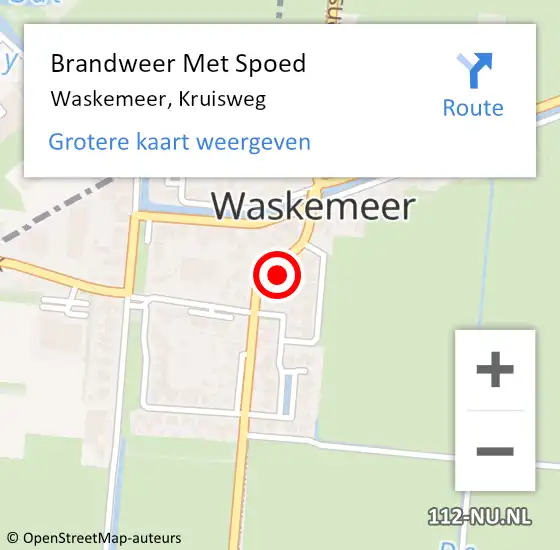 Locatie op kaart van de 112 melding: Brandweer Met Spoed Naar Waskemeer, Kruisweg op 29 oktober 2017 02:27