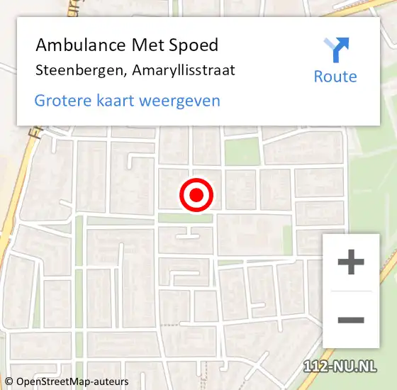 Locatie op kaart van de 112 melding: Ambulance Met Spoed Naar Steenbergen, Amaryllisstraat op 29 oktober 2017 02:31