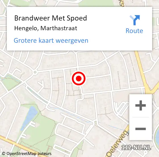 Locatie op kaart van de 112 melding: Brandweer Met Spoed Naar Hengelo, Marthastraat op 29 oktober 2017 03:17