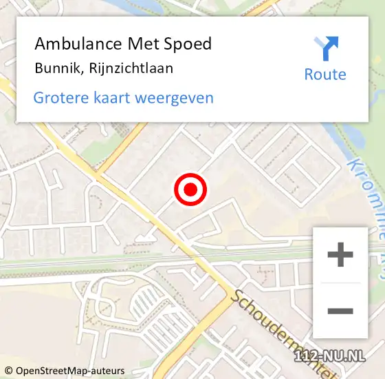 Locatie op kaart van de 112 melding: Ambulance Met Spoed Naar Bunnik, Rijnzichtlaan op 29 oktober 2017 03:27