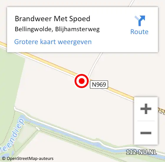 Locatie op kaart van de 112 melding: Brandweer Met Spoed Naar Bellingwolde, Blijhamsterweg op 29 oktober 2017 04:10