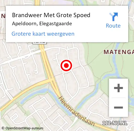 Locatie op kaart van de 112 melding: Brandweer Met Grote Spoed Naar Apeldoorn, Elegastgaarde op 29 oktober 2017 04:12