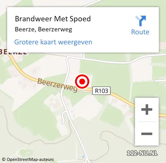 Locatie op kaart van de 112 melding: Brandweer Met Spoed Naar Beerze, Beerzerweg op 29 oktober 2017 04:57