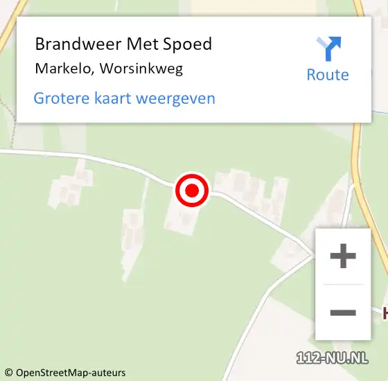 Locatie op kaart van de 112 melding: Brandweer Met Spoed Naar Markelo, Worsinkweg op 29 oktober 2017 04:59