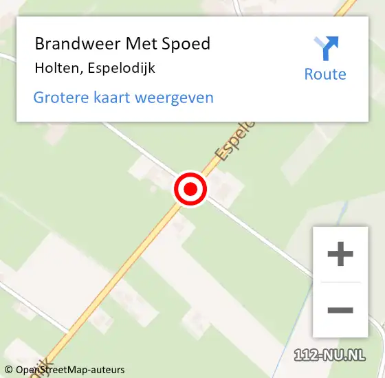 Locatie op kaart van de 112 melding: Brandweer Met Spoed Naar Holten, Espelodijk op 29 oktober 2017 05:02