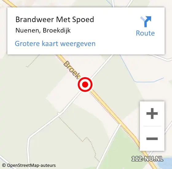 Locatie op kaart van de 112 melding: Brandweer Met Spoed Naar Nuenen, Broekdijk op 29 oktober 2017 06:44