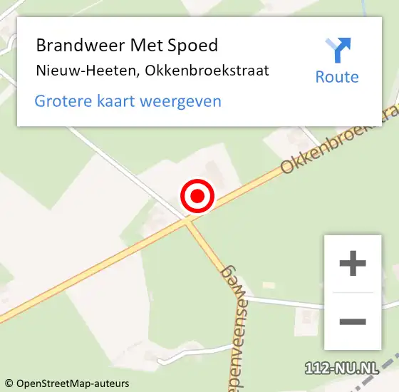 Locatie op kaart van de 112 melding: Brandweer Met Spoed Naar Nieuw-Heeten, Okkenbroekstraat op 29 oktober 2017 06:48