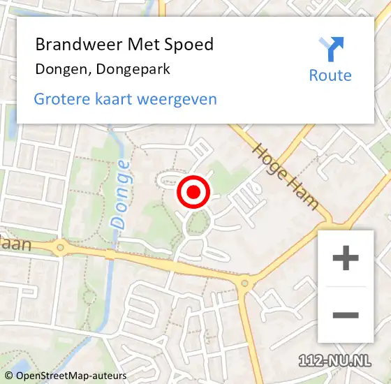 Locatie op kaart van de 112 melding: Brandweer Met Spoed Naar Dongen, Dongepark op 29 oktober 2017 07:16