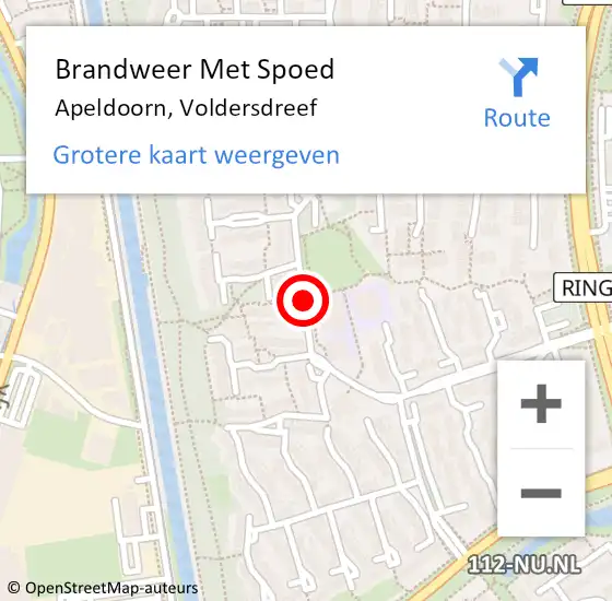 Locatie op kaart van de 112 melding: Brandweer Met Spoed Naar Apeldoorn, Voldersdreef op 29 oktober 2017 07:31