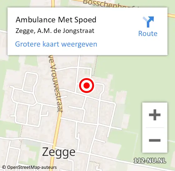 Locatie op kaart van de 112 melding: Ambulance Met Spoed Naar Zegge, A.M. de Jongstraat op 29 oktober 2017 07:36